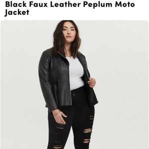 Black Faux Leather Peplum Moto Jacket